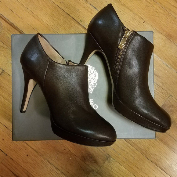 Vince Camuto Shoes - Vince Camuto Womens Brown Leather Platform Bootie